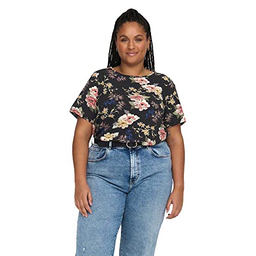 ONLY CARMAKOMA Damen Carvica Top Wvn Noos Bluse, Black/Aop:lena Flower, 44 Große Größen EU von ONLY Carmakoma