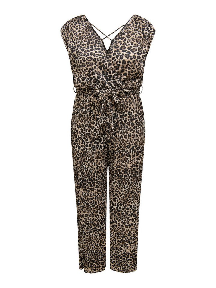 ONLY CARMAKOMA Jumpsuit Leopard-Muster, V-Ausschnitt, Gürtel, Langarm CARSAFARI LIFE S/L JUMPSUIT JRS von ONLY CARMAKOMA