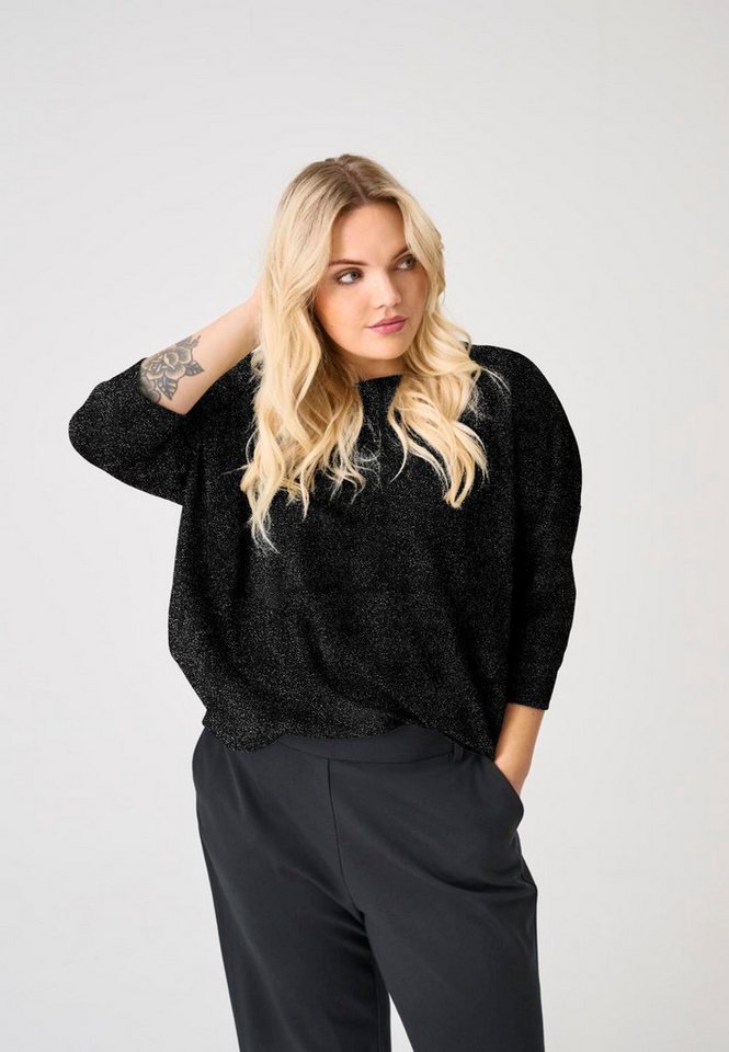 ONLY CARMAKOMA Oversize-Shirt CARSILVERY GLAMOUR LUREX 3/4 TOP NOOS von ONLY CARMAKOMA