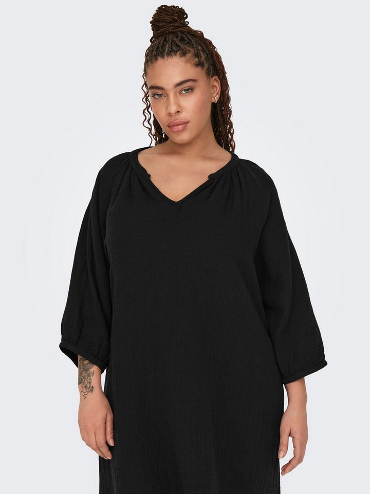 ONLY CARMAKOMA Shirtkleid Midi- V-Ausschnitt 3/4 Arm regular fit (lang) CARTHYRA 3/4 V-NECK KNEE DRESS WVN von ONLY CARMAKOMA
