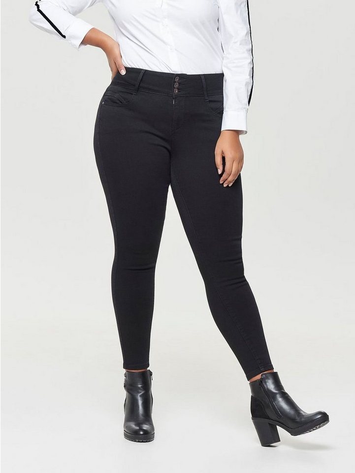 ONLY CARMAKOMA Skinny-fit-Jeans Skinny Stretch Jeans Curvy Plus Size Denim CARANNA Übergröße (1-tlg) 3914 in Schwarz von ONLY CARMAKOMA