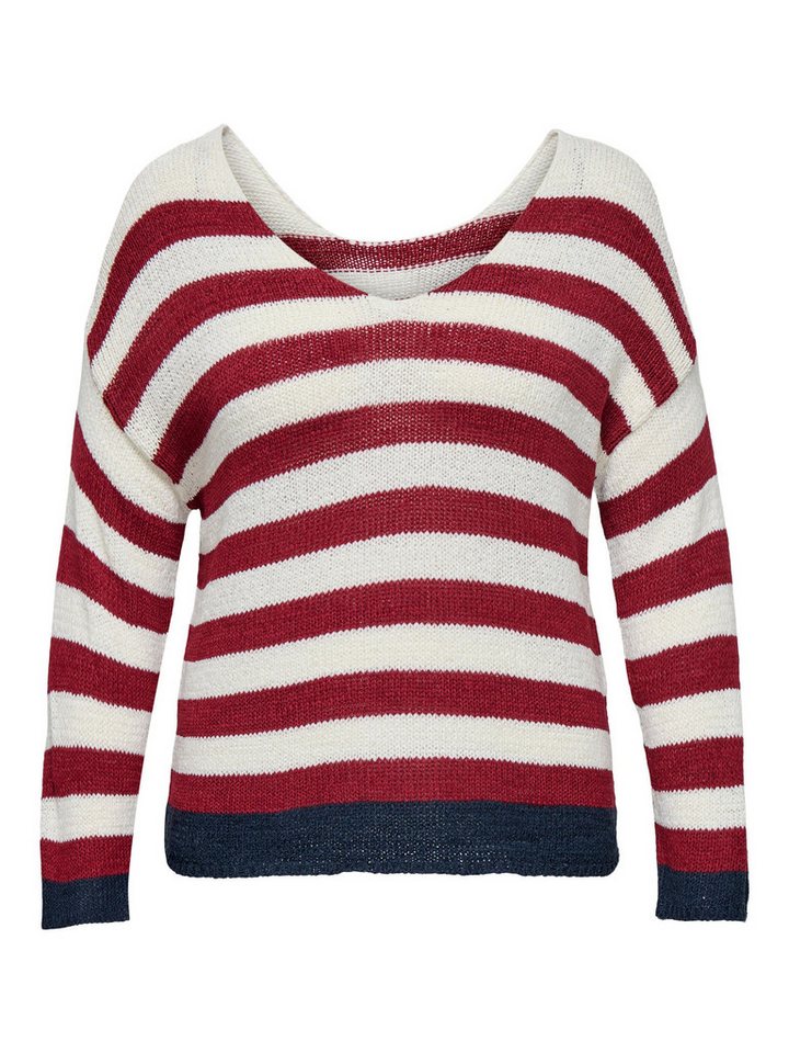 ONLY CARMAKOMA Strickpullover Weicher Strick mit kontrastfarbenem Saum CARGENNA 7/8 REVERSE V-NECK KNT von ONLY CARMAKOMA