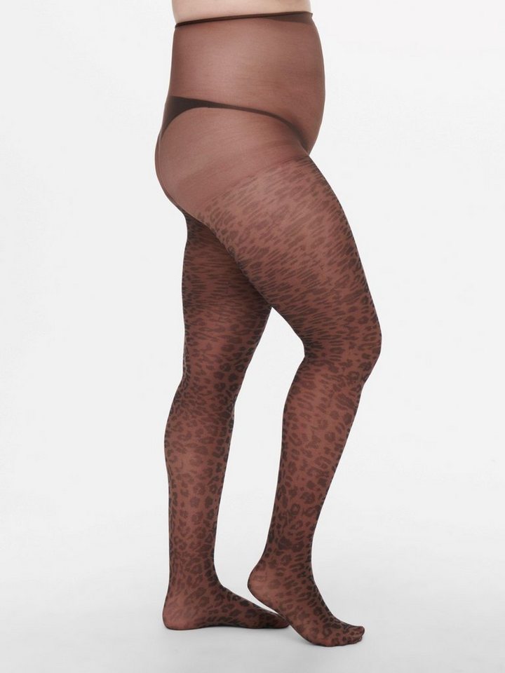 ONLY CARMAKOMA Strumpfhose 40 DEN Leo Muster Strumpfhose Feinstrümpfe Plus Size Tights 40 DEN 4315 in Braun von ONLY CARMAKOMA