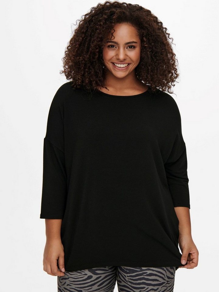 ONLY CARMAKOMA T-Shirt Curvy 3/4 Arm Shirt Plus Size Longsleeve Dünn CARLAMOUR (1-tlg) 3876 in Schwarz von ONLY CARMAKOMA