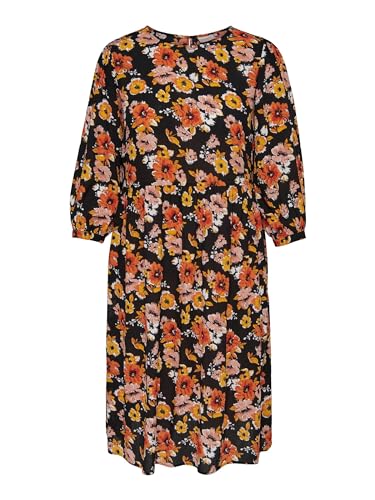 ONLY CARMAKOMA Women's CARFESTI 3/4 Calf Dress AOP Kleid, Black/AOP:Festival Flower, 50 von ONLY Carmakoma