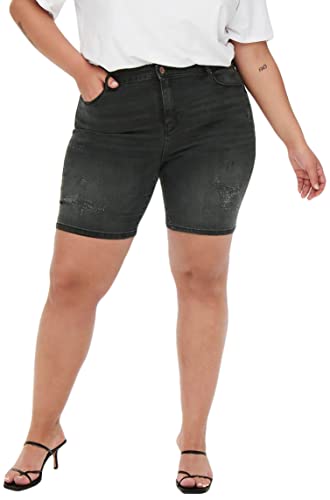 ONLY CARMAKOMA Women's CARLAOLA REG Dest DNM Short Jeansshorts, Black, 42 von ONLY Carmakoma