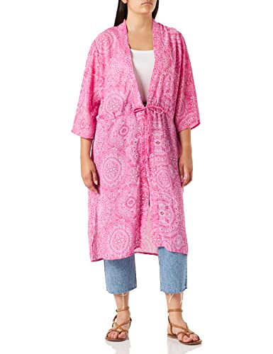 ONLY CARMAKOMA Women's CARSTACEY 3/4 Cardigan AOP Strickjacke, Super Pink/AOP:GRAPFIC Tile, 48 von ONLY Carmakoma