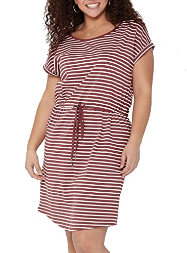 ONLY Carmakoma NOS Damen CARAPRIL SS Knee Dress Stripe NOOS Kleid, Stripes:Cloud Dancer Apple Butter, S-42/44 von ONLY