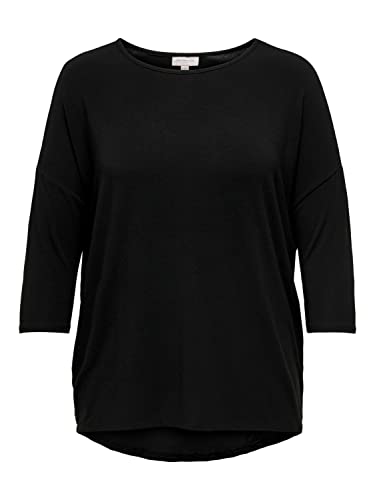 ONLY CARMAKOMA Damen 3/4 Arm T-Shirt Große Größen | Curvy Plus Size Longsleeve | Übergröße Oberteil, Farben:Schwarz, Größe:50-52 von ONLY Carmakoma