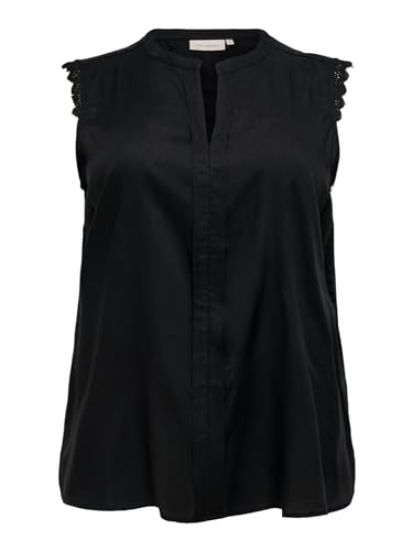 ONLY CARMAKOMA Damen Ärmellose Bluse Große Größen | Basic Design Shirt | Curvy Plus Big Size Übergröße, Farben:Schwarz, Größe:46 von ONLY-Carmakoma-Noos