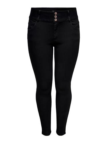 ONLY CARMAKOMA Damen Skinny Jeans Große Größen | Curvy High Waist Denim Hose | Plus Size Ankle Übergröße, Farben:Schwarz, Größe:42W / 34L von ONLY Carmakoma