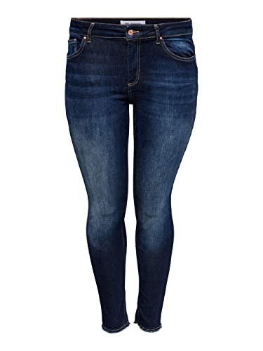 ONLY CARMAKOMA Damen Skinny Jeans Große Größen | Curvy Plus Size Ankle Denim | Stone Washed Übergröße, Farben:Dunkelblau, Größe:44W / 32L von ONLY Carmakoma