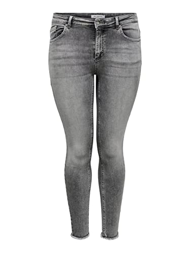 ONLY CARMAKOMA Damen Skinny Jeans Große Größen | Curvy Plus Size Ankle Denim | Stone Washed Übergröße, Farben:Grau, Größe:48W / 34L von ONLY Carmakoma