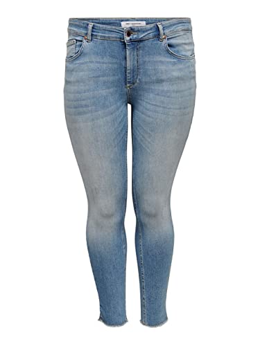 ONLY CARMAKOMA Damen Skinny Jeans Große Größen | Curvy Plus Size Ankle Denim | Stone Washed Übergröße, Farben:Hellblau, Größe:44W / 34L von ONLY Carmakoma