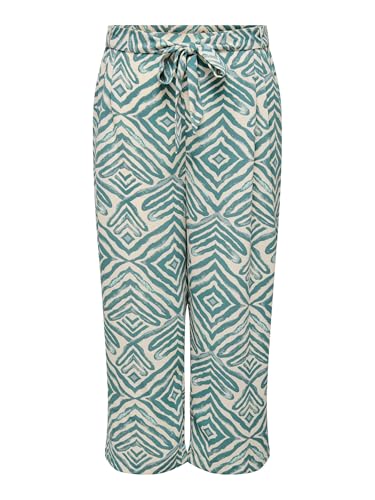 CARMAKOMA Damen Culotte Sommerhose Bequem mit Design Muster und Bindeband, Farben:Grün, Größe:48 von ONLY Carmakoma