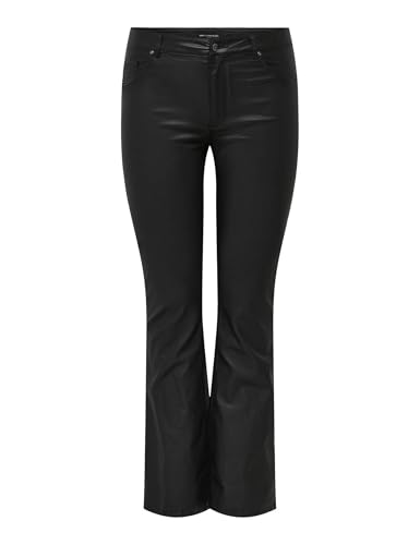 ONLY CARMAKOMA Damen Carblush Mid Flared Coated PNT Noos Hose, Schwarz, 44W / 32L EU von ONLY CARMAKOMA