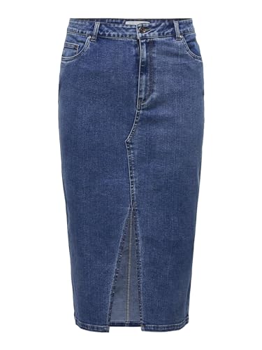 ONLY CARMAKOMA Damen Carsiri Front Slit Skirt DNM Gua Noos Rock, Medium Blue Denim, 48 EU von ONLY Carmakoma