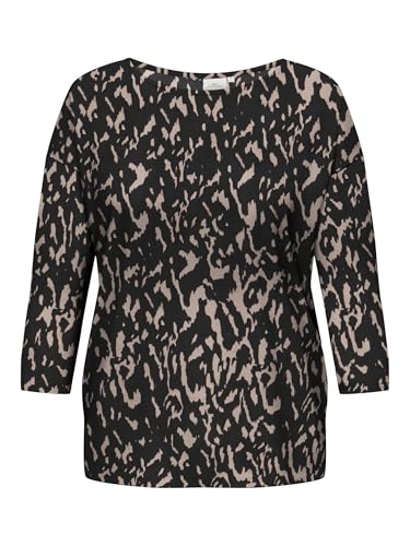 ONLY CARMAKOMA Damen CARALBA 3/4 TOP NOOS Langarmshirt, Black/AOP:BEIGE Graphic Eight, 46-48 von ONLY Carmakoma