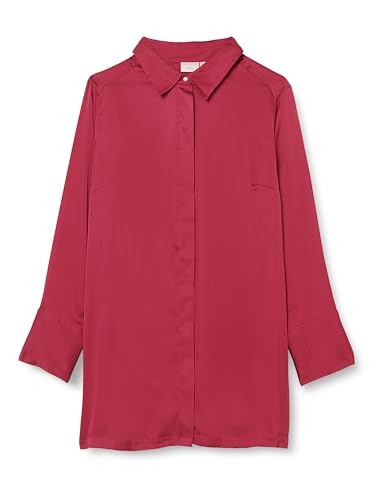 ONLY CARMAKOMA Damen CARHANNABELL L/S Long Shirt WVN BF Satinbluse, Red Plum, 48/Groß von ONLY Carmakoma