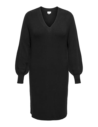 ONLY CARMAKOMA Damen CARKATIA LS V-Neck Dress KNT NOOS Kleid, Black, 48 Größen von ONLY Carmakoma