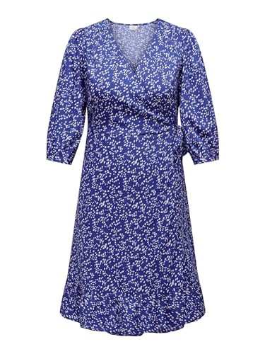 ONLY CARMAKOMA Damen CARLIVIA 3/4 WRAP MIDI Dress WVN NOOS Wickelkleid, Dazzling Blue/AOP:SIRA Grafic, 48 Größen von ONLY Carmakoma