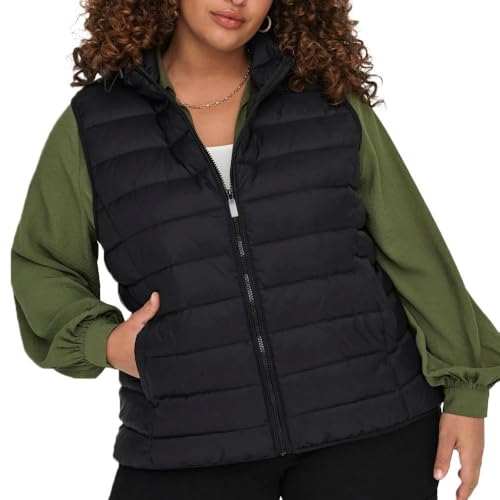 ONLY CARMAKOMA Damen CARNEW Tahoe Hood Waistcoat OTW NOOS Steppweste, Black, M-46/48 von ONLY Carmakoma
