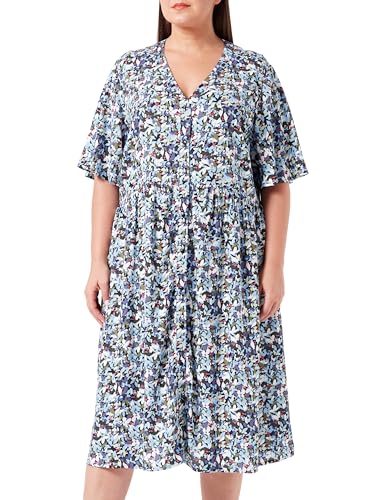 ONLY CARMAKOMA Damen CARTANNIKA S/S Shirt Dress WVN Kleid, Blue Bell/AOP:FLOREL Rose Wine/Duffel Bag/Oatmeal, 48 von ONLY Carmakoma