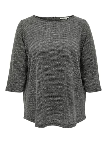 ONLY CARMAKOMA Damen Dünner Pullover Große Größen | 3/4 Arm Rundhals Shirt | Curvy Plus Size Übergröße, Farben:Grau, Größe:50-52 von ONLY Carmakoma