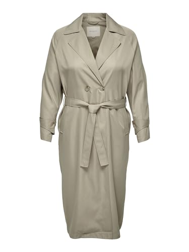 ONLY CARMAKOMA Damen Trench Coat Übergröße | Basic Übergangs Mantel Jacke | Curvy Plus Size CARHYACHINT, Farben:Beige, Größe:46-48 von ONLY Carmakoma