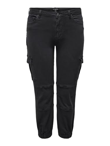 ONLY Carmakoma Damen CARMISSOURI REG ANK Cargo Mas NOOS Jeans Solid, Washed Black, 52W x 32L von ONLY Carmakoma