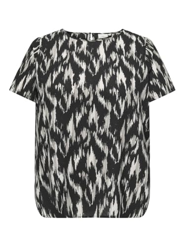 ONLY Carmakoma Damen Kurzarm Bluse Große Größen Design Muster Shirt Curvy Plus Big Size Übergröße, Farben:Grau, Größe:46 von ONLY Carmakoma