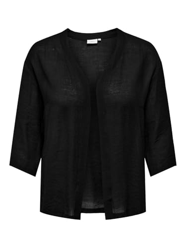 ONLY Carmakoma Damen Kurzarm V-Ausschnitt Cardigan Leicht Transparent Elegante Jacke, Farben:Schwarz, Größe:42 von ONLY Carmakoma