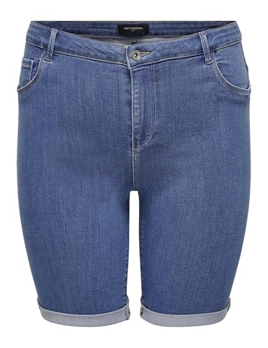 ONLY Carmakoma Damen Carthunder Life Reg Long Shorts DNM Noos, Mittelblauer Denim, 44 EU von ONLY Carmakoma