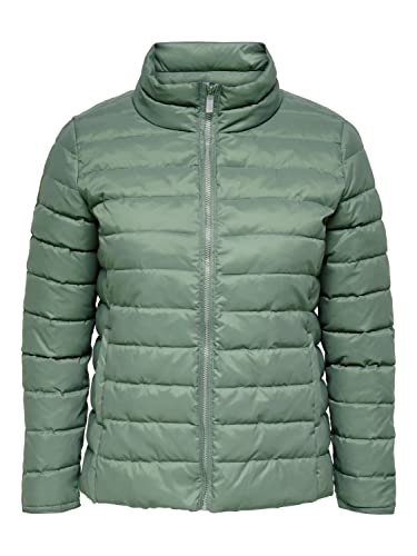 ONLY CARMAKOMA Damen Puffer Übergangsjacke | Wattierte Stepp Jacket ohne Kapuze | Plus Size Übergrößen, Farben:Grün, Größe:46-48 von ONLY Carmakoma