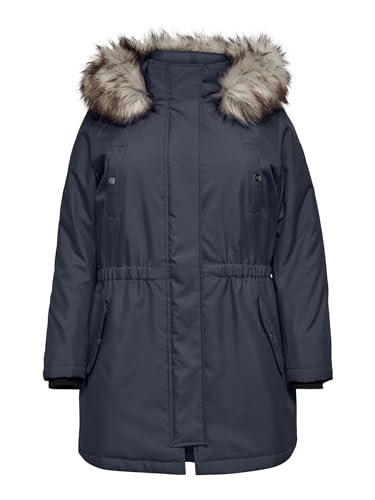 ONLY Carmakoma Women's CARIRENA Parka Coat OTW Winterjacke, India Ink/Detail:Nature FUR, L von ONLY Carmakoma