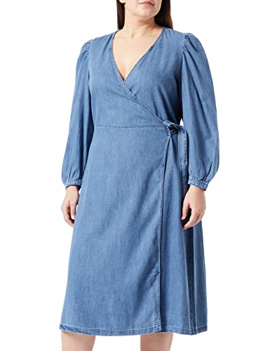 ONLY Carmakoma Women's CARIRINA LS WRAP DNM Dress QYT YOR Kleid, Blau, 46 von ONLY Carmakoma