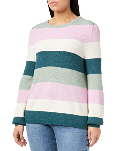 ONLY Carmakoma Women's CARKARIA L/S Stripe Pullover KNT Strickpullover, Basil/Stripes:W. Melange/Strawberry Moon Melange/Whitecap Gray E/DEEP Teal Melange, M-46/48 von ONLY Carmakoma