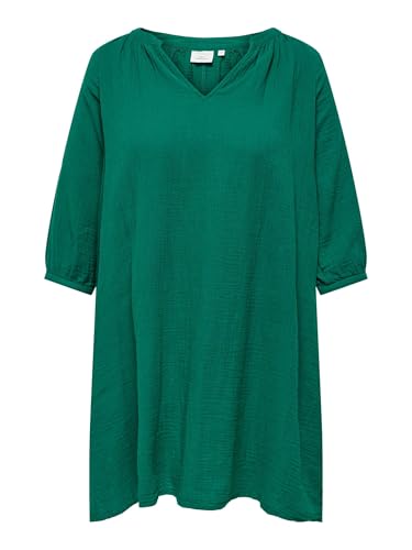 ONLY Damen Midi-Kleid V-Ausschnitt 3/4 Arm Regular fit Curvy Plus Size Dress, Farben:Grün, Größe:48 von ONLY Carmakoma