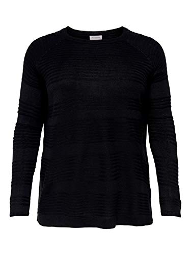 Only Carmakoma Damen CARAIRPLAIN L/S KNT NOOS Pullover, Black, S-42/44 von ONLY Carmakoma