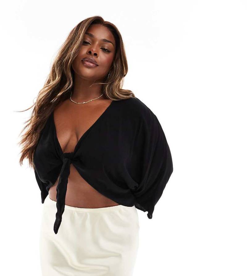 ONLY Curve - Bluse in Schwarz mit geknoteter Vorderseite von ONLY Curve