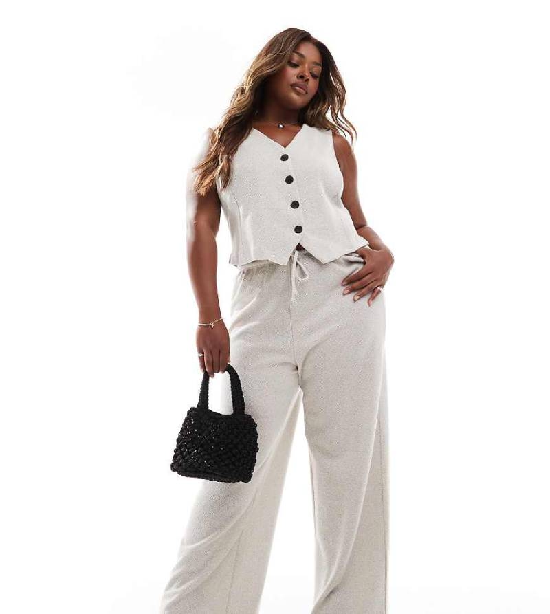 ONLY Curve - Elegante, strukturierte Hose in Steinbeige mit weitem Bein, Kombiteil-Neutral ONLY Curve - Elegante, strukturierte Hose in Steinbeige mit weitem Bein, Kombiteil-Neutral von ONLY Curve