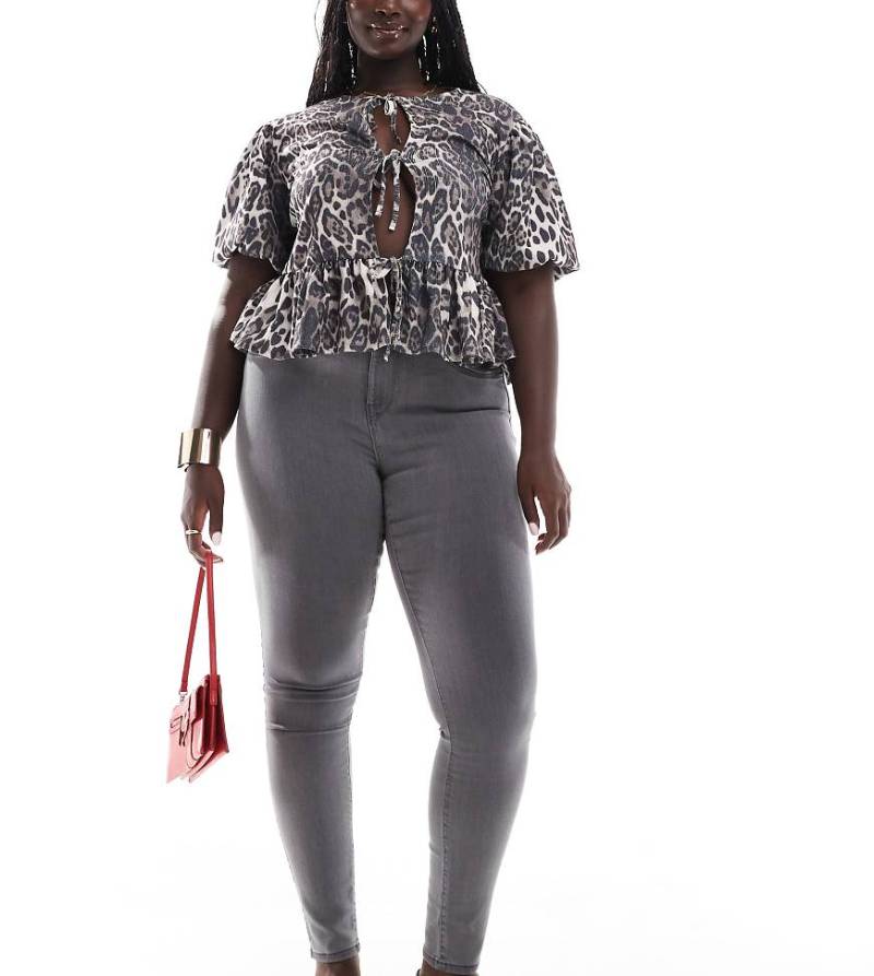 ONLY Curve - Enge Jeans in Grau mit hohem Bund von ONLY Curve