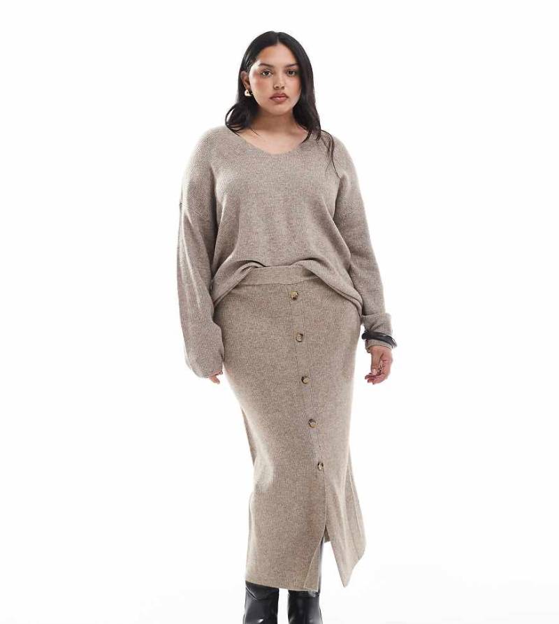 ONLY Curve - Gerippter Midirock in Beige, Kombiteil-Neutral ONLY Curve - Gerippter Midirock in Beige, Kombiteil-Neutral von ONLY Curve