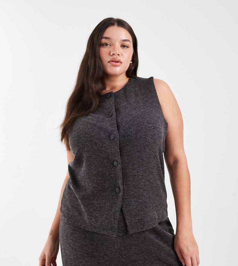 ONLY Curve - Hochgeschlossene Weste in Dunkelgrau, Kombiteil von ONLY Curve