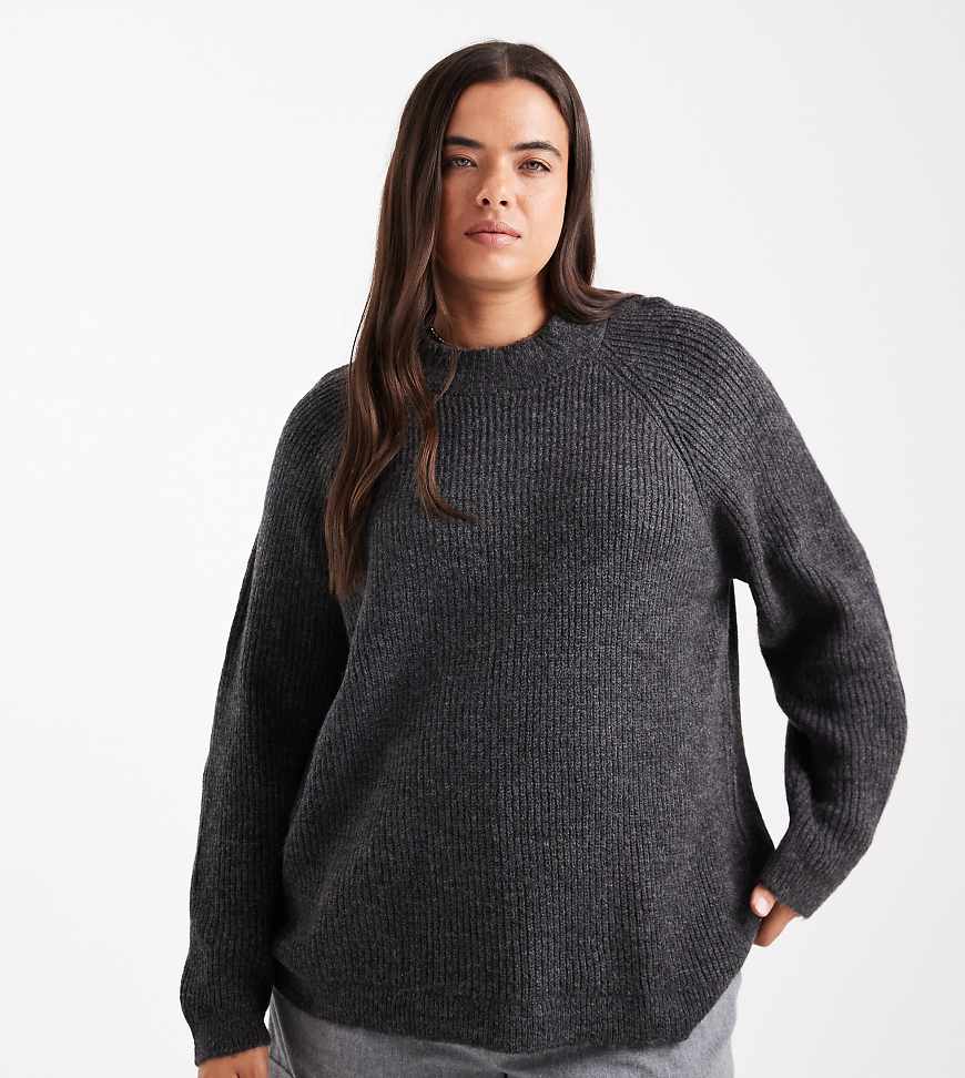 ONLY Curve - Hochgeschlossener Pullover in Dunkelgrau von ONLY Curve