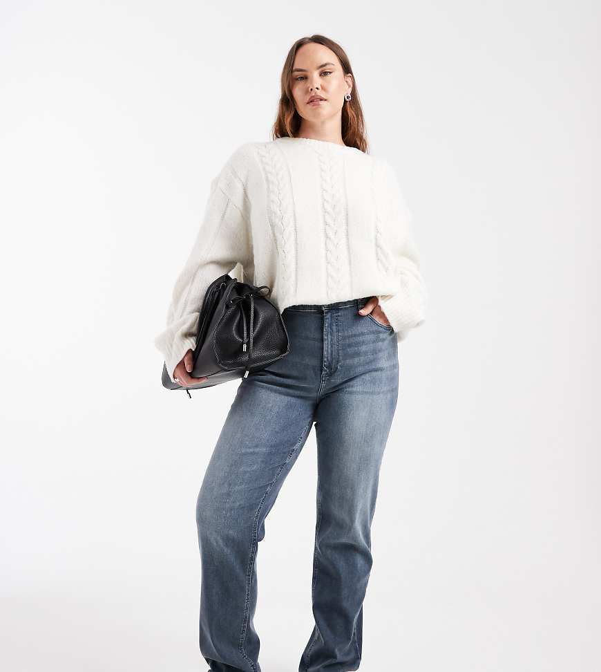 ONLY Curve - Jeans in Graublau mit geradem Bein von ONLY Curve