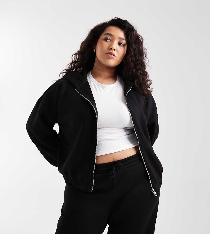 ONLY Curve - Kapuzenjacke in Schwarz mit Reißverschluss, Kombiteil von ONLY Curve