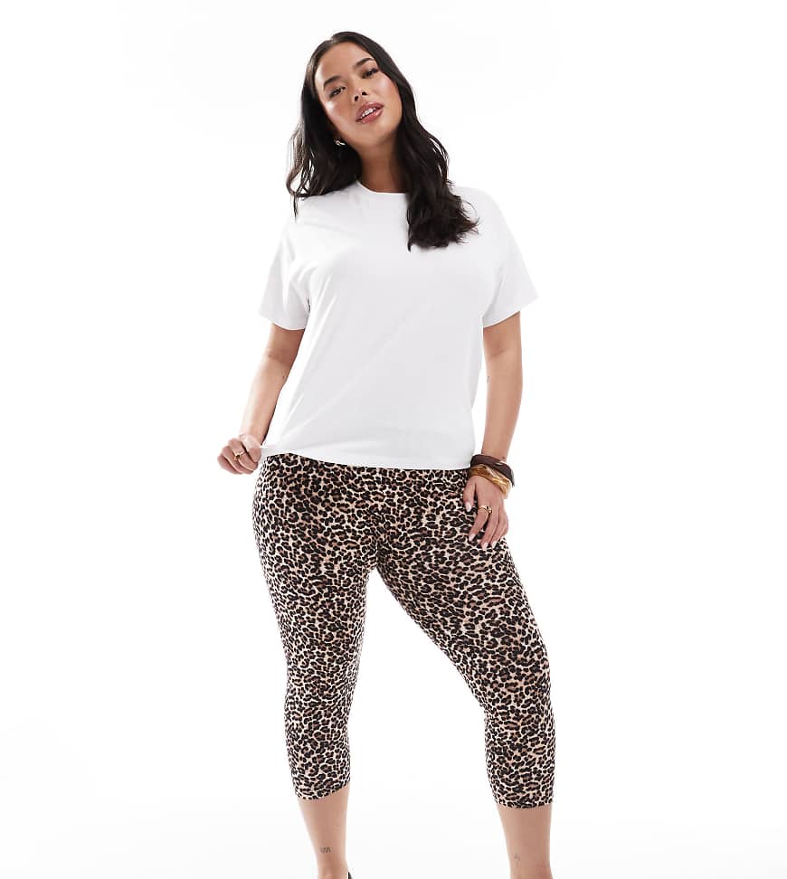 ONLY Curve - Kurze Leggings mit Animal-Print-Braun von ONLY Curve