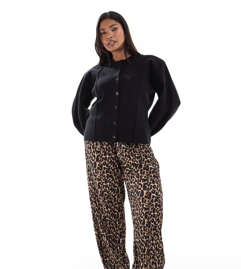 ONLY Curve - Locker sitzende Hose zum Überziehen mit Animal-Print-Brown von ONLY Curve