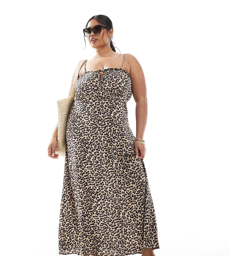 ONLY Curve - Maxikleid mit Animal-Print-Rosa von ONLY Curve